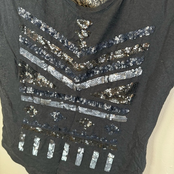 EXPRESS mesh back black tee silver sequin short sleeve XS witchy festival goth - Picture 5 of 9